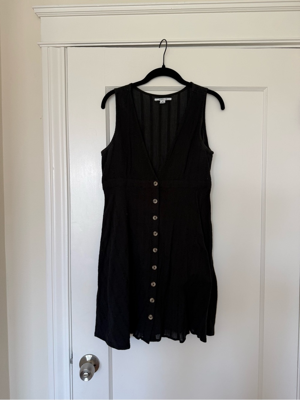 O’Neill Black Sleeveless Button Front Mini Dress Medium
